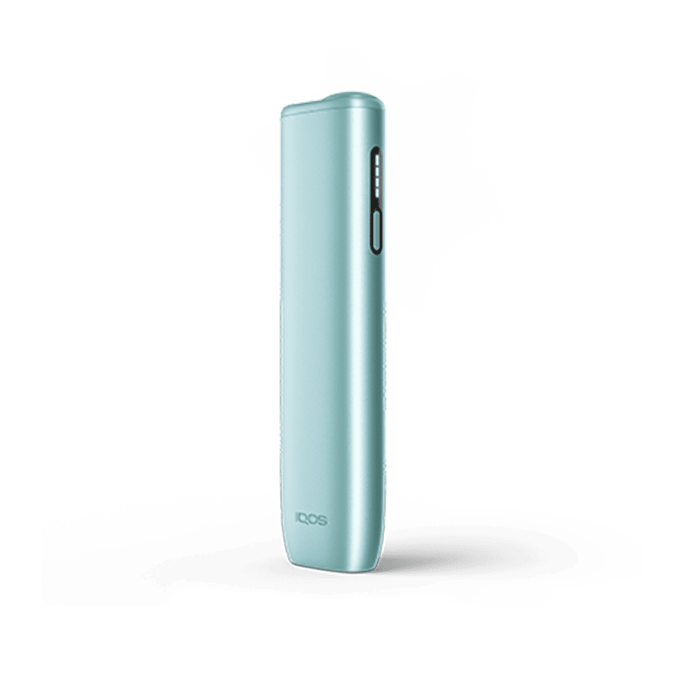Light blue iluma i one device with 'IQOS' branding on a transparent background