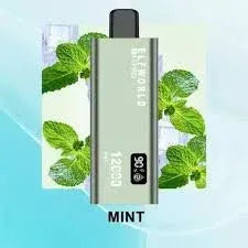 elfworld i 15 pro vape with mint flavor on a light green background