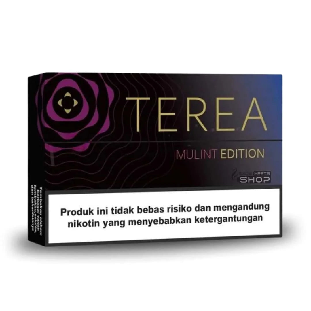 Terea Mulint Edition packaging with a purple rose-like design on a white background
