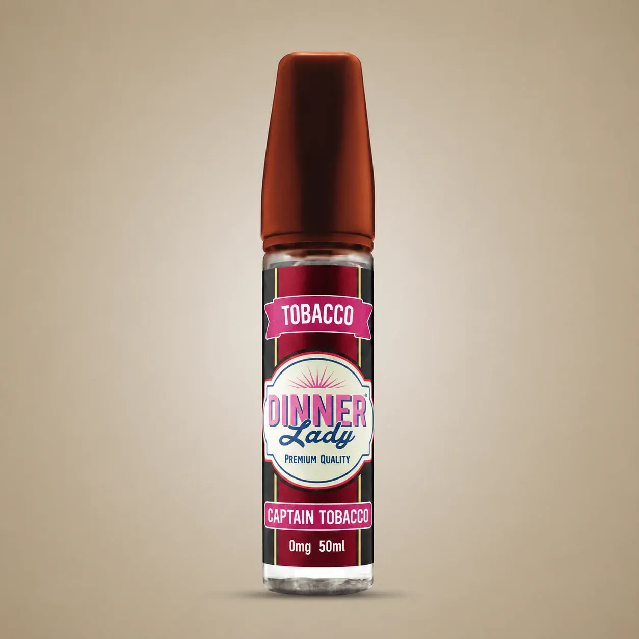 A 50ml bottle of Dinner Lady Captain Tobacco e-liquid