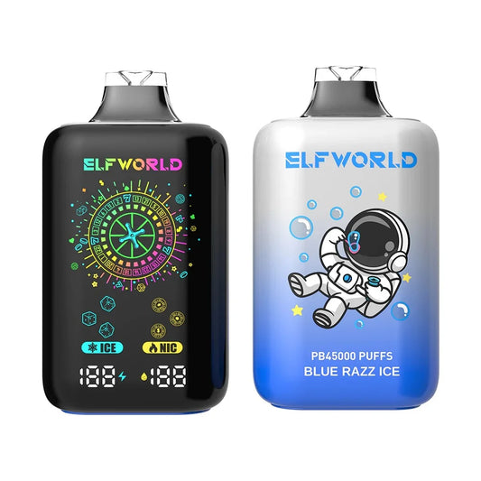 elfworld pb45000 blue razz ice - front and back