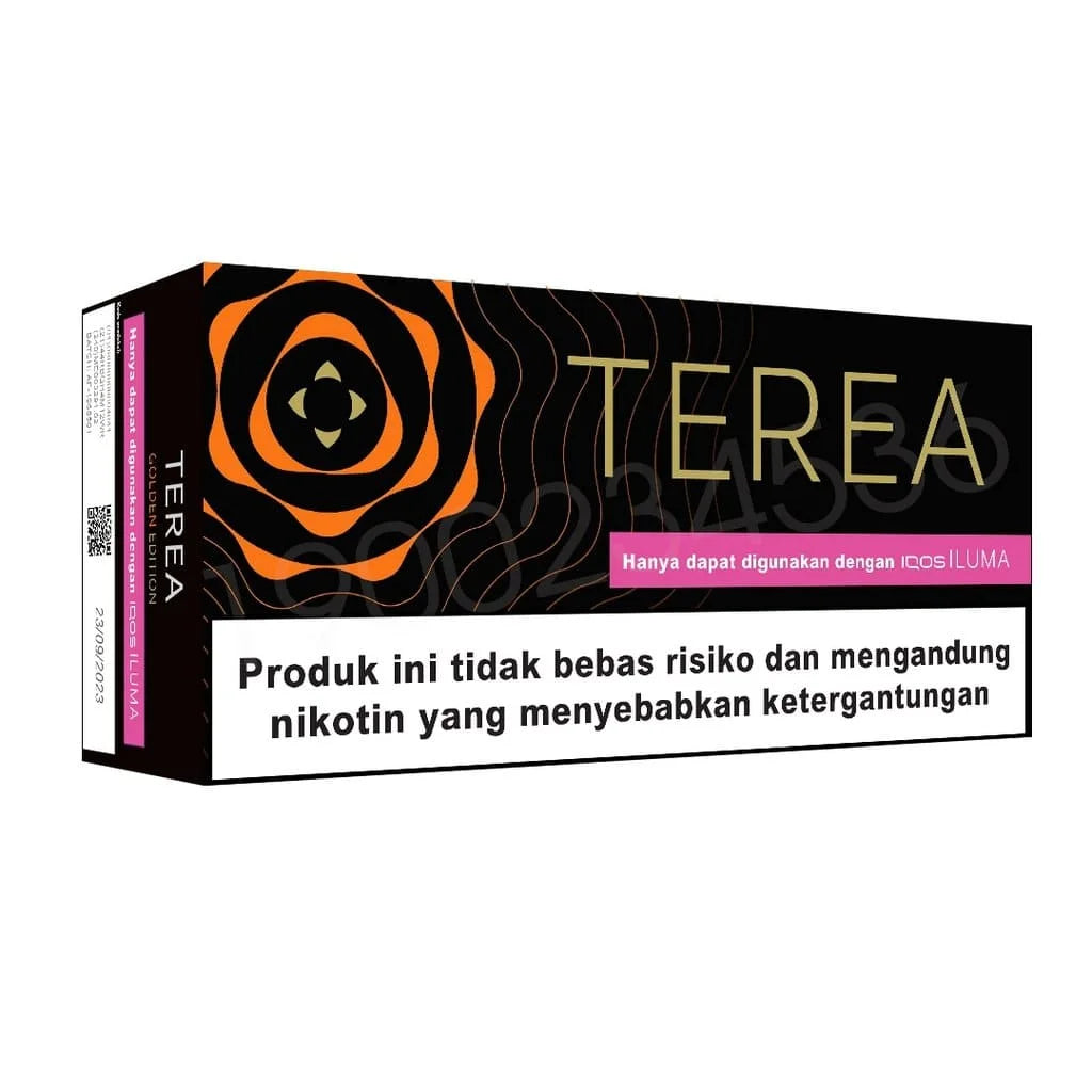 Terea golden edition product packaging with branding and text on a white background