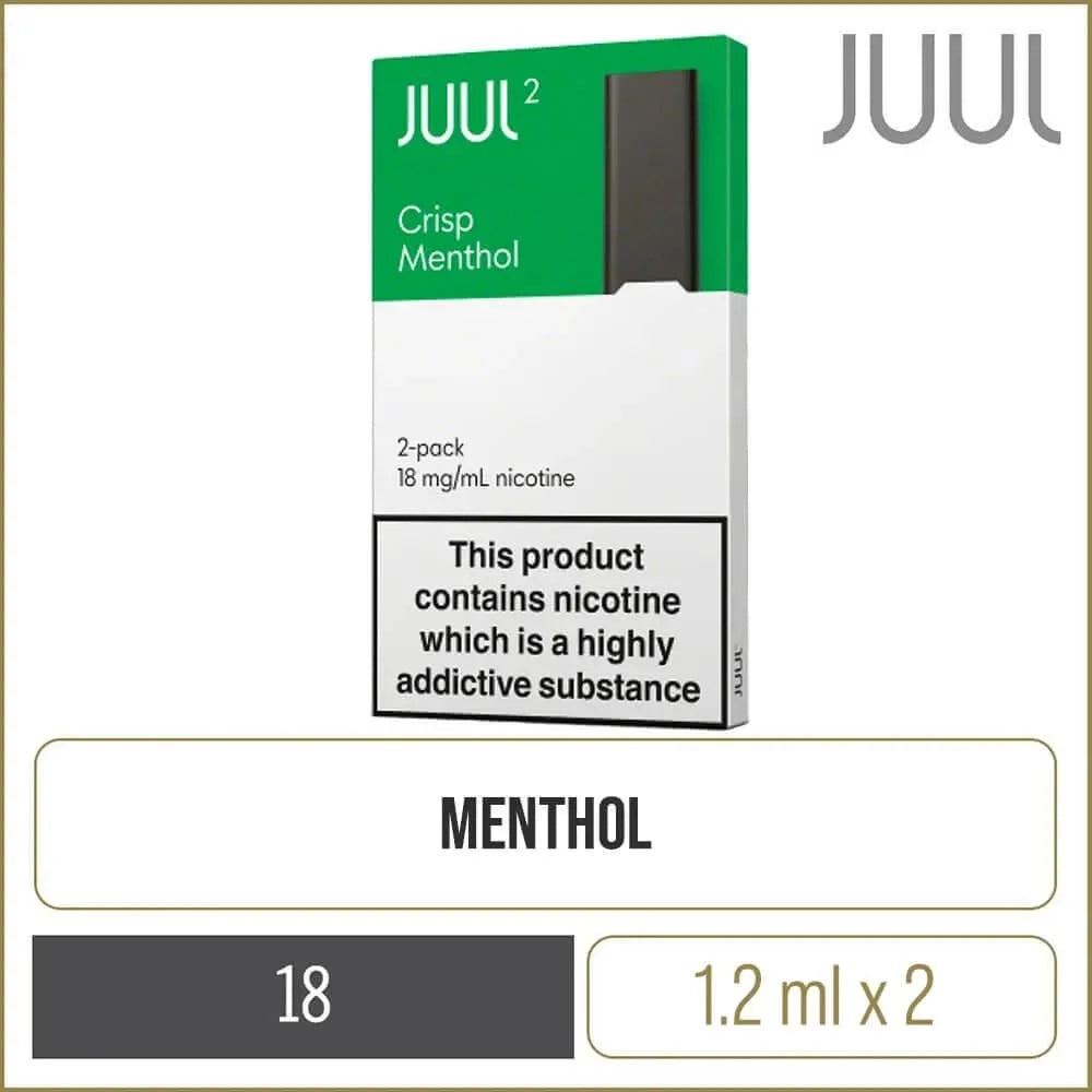 Juul pods 2 crisp menthol vape packaging