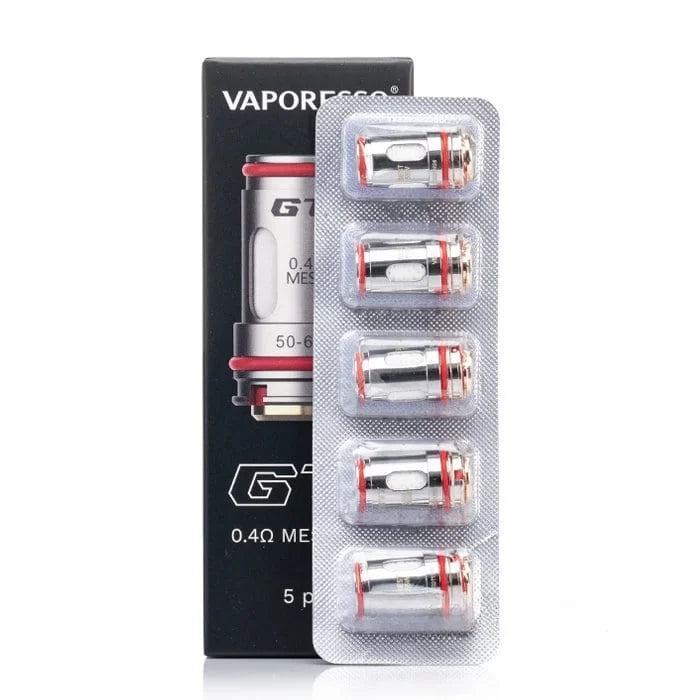 Vaporesso GTI vape coils 0.4ohm packaging with black box and clear blister pack