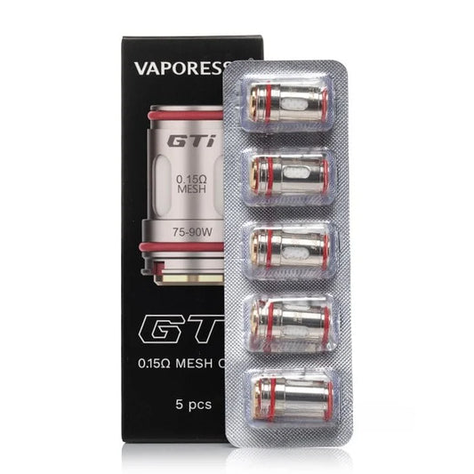 Vaporesso GTI vape coils 0.15ohm packaging with black box and clear blister pack