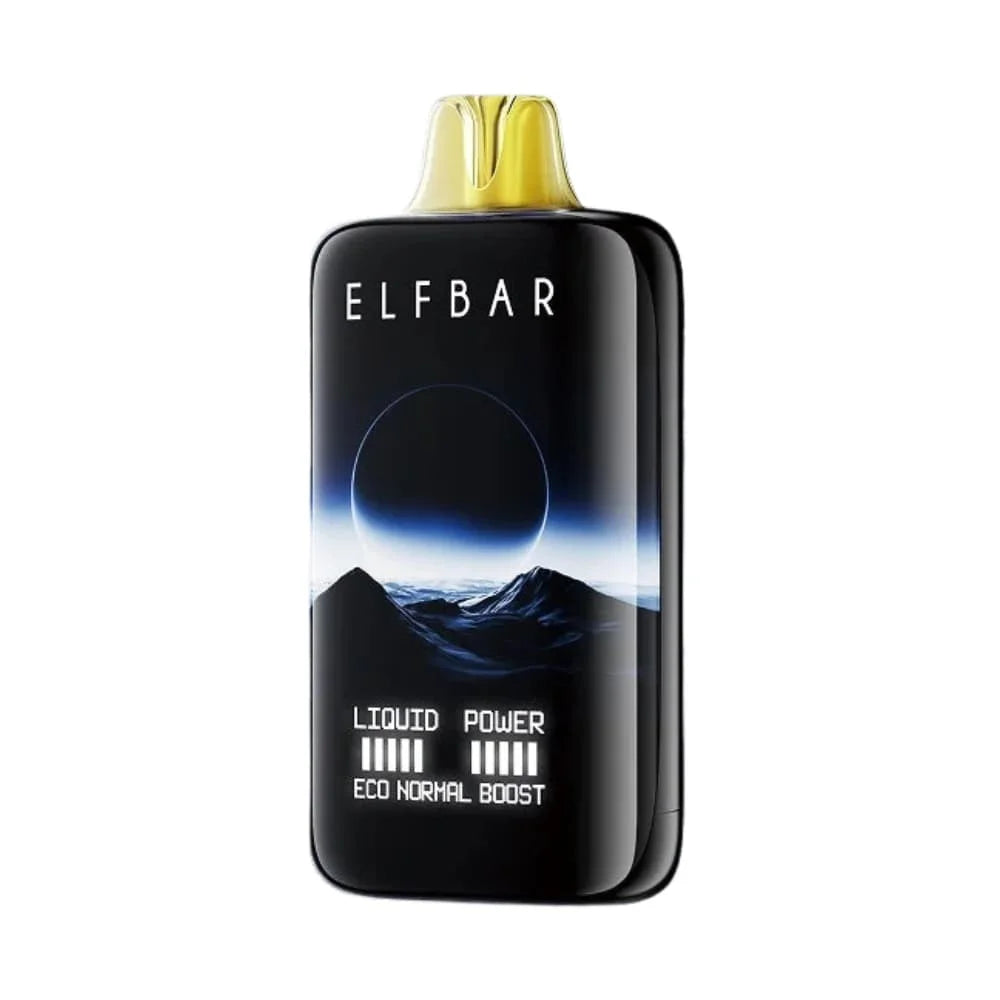 Elfbar moon night vape device with mountain design and visible branding on a white background