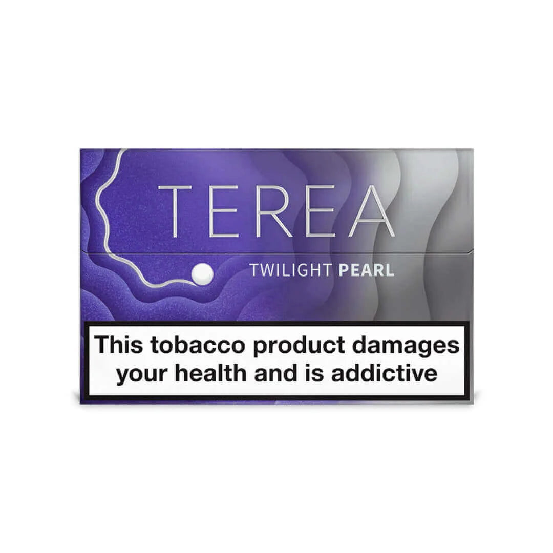 Terea Twilight Pearl tobacco product packaging with warning label on a white background