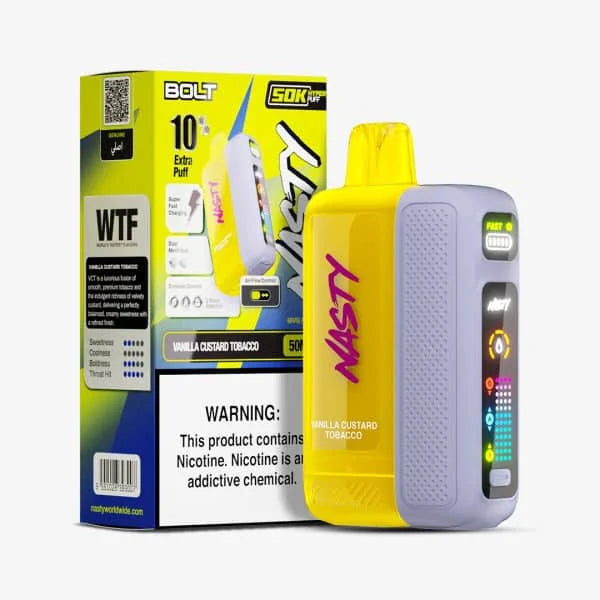 Nasty BOLT 50k Vape vanilla custard tobacco flavour