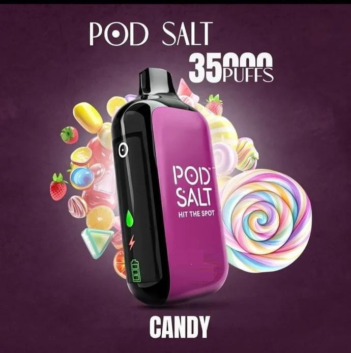 pod salt 35k vape candy with candies in background
