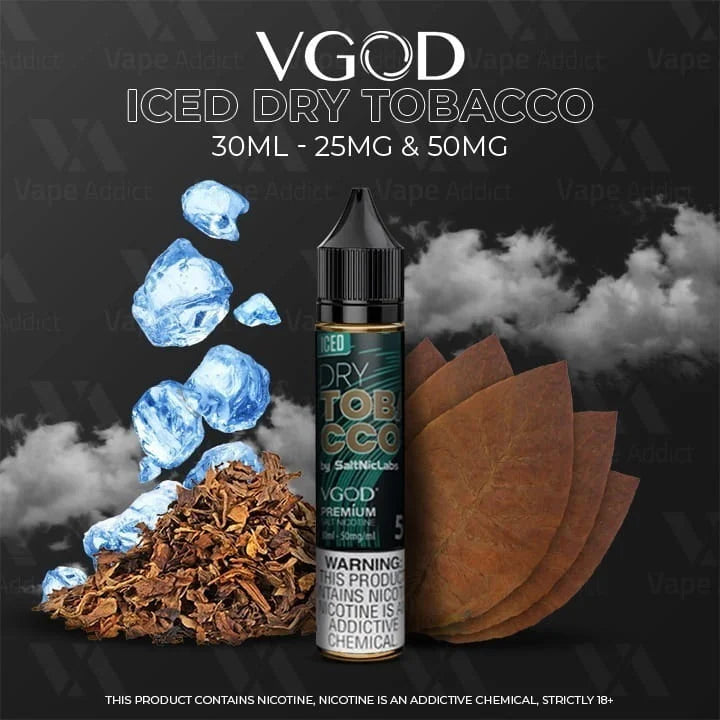 VGOD Nicotine Salt - Iced Dry Tobacco infographic