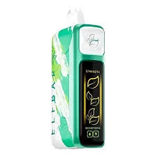 Elf Bar Nic King Green electronic device with leaf designs on a white background