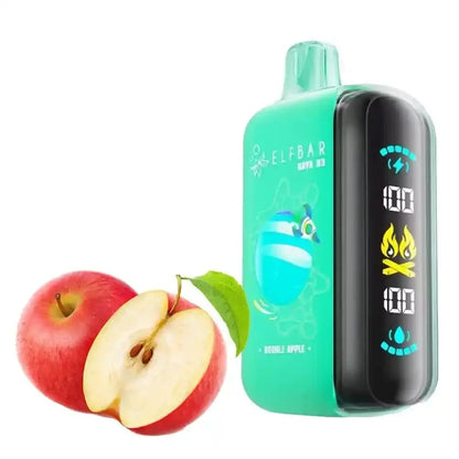 Elfbar Raya D3 Double apple vape with apples in background