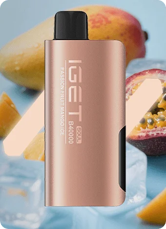 iget soul vape device- passion fruit mango ice, with fruits in background