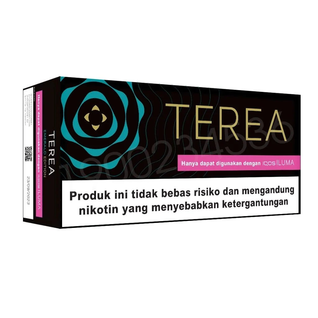 Terea emerald product packaging with branding and text on a white background