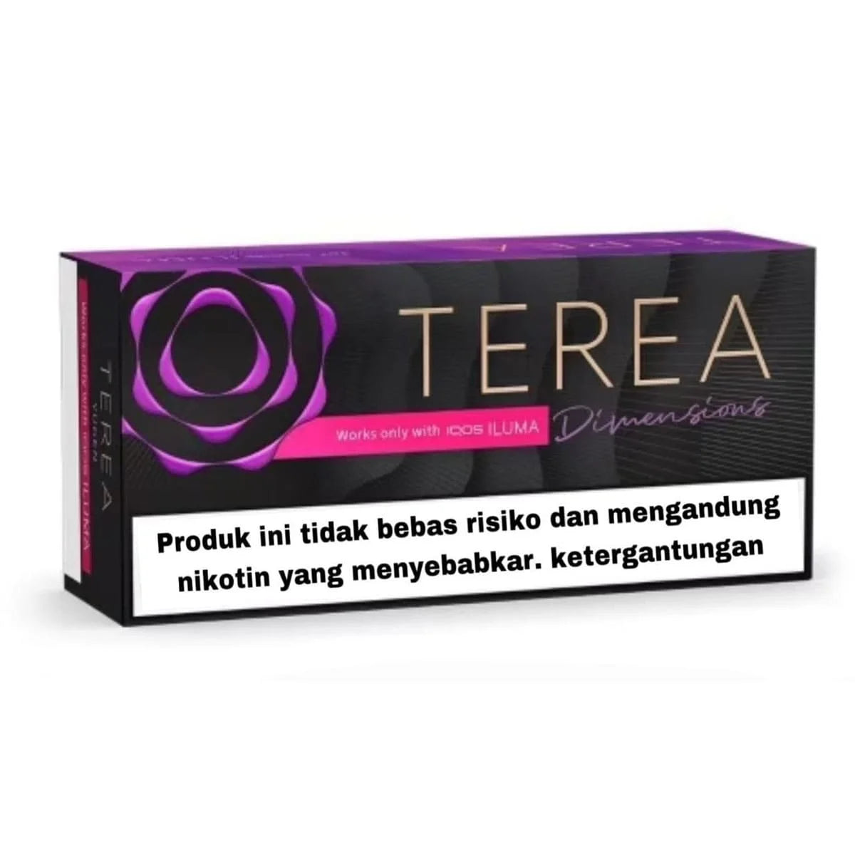 Terea Yugen Dimensions packaging with a purple rose-like design on a white background