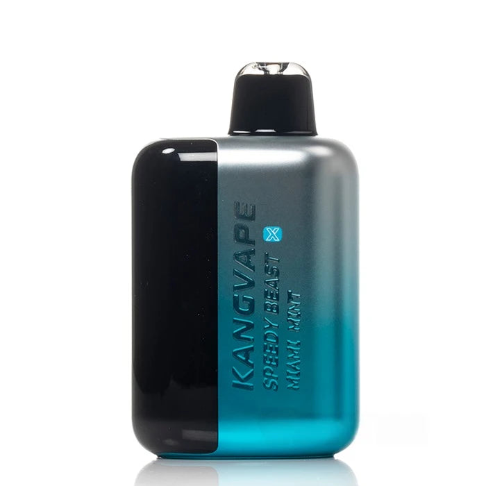 Kangvape speedy beast x - miami mint vape device with black and blue gradient on a white background