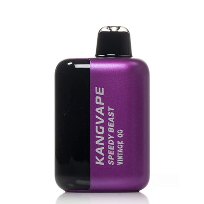 Purple and black disposable vape device with 'Kangvape' branding of 'vintage og' flavour on a white background