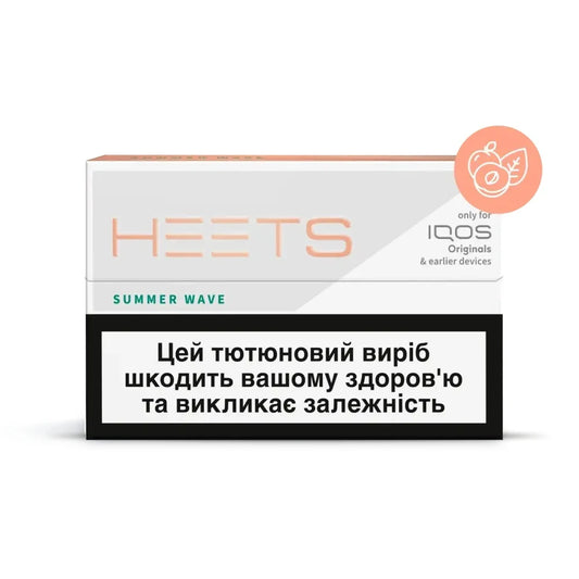HEETS Summer Wave packaging for IQOS devices on a white background