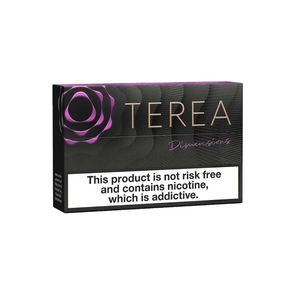 Terea yugen dimensions packaging with a black and purple design on a white background