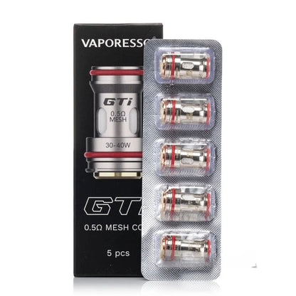 Vaporesso GTI vape coils 0.5ohm packaging with black box and clear blister pack