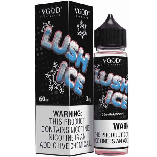 VGOD Lush Ice vape juice packaging on a white background