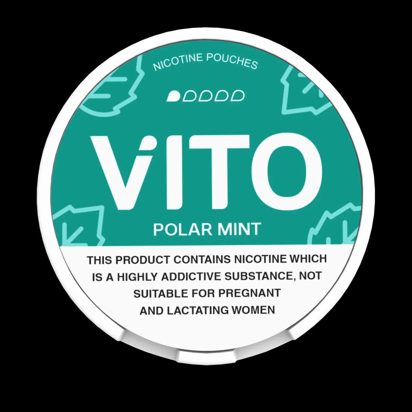Vito polar mint nicotine pouches packaging with green and white design