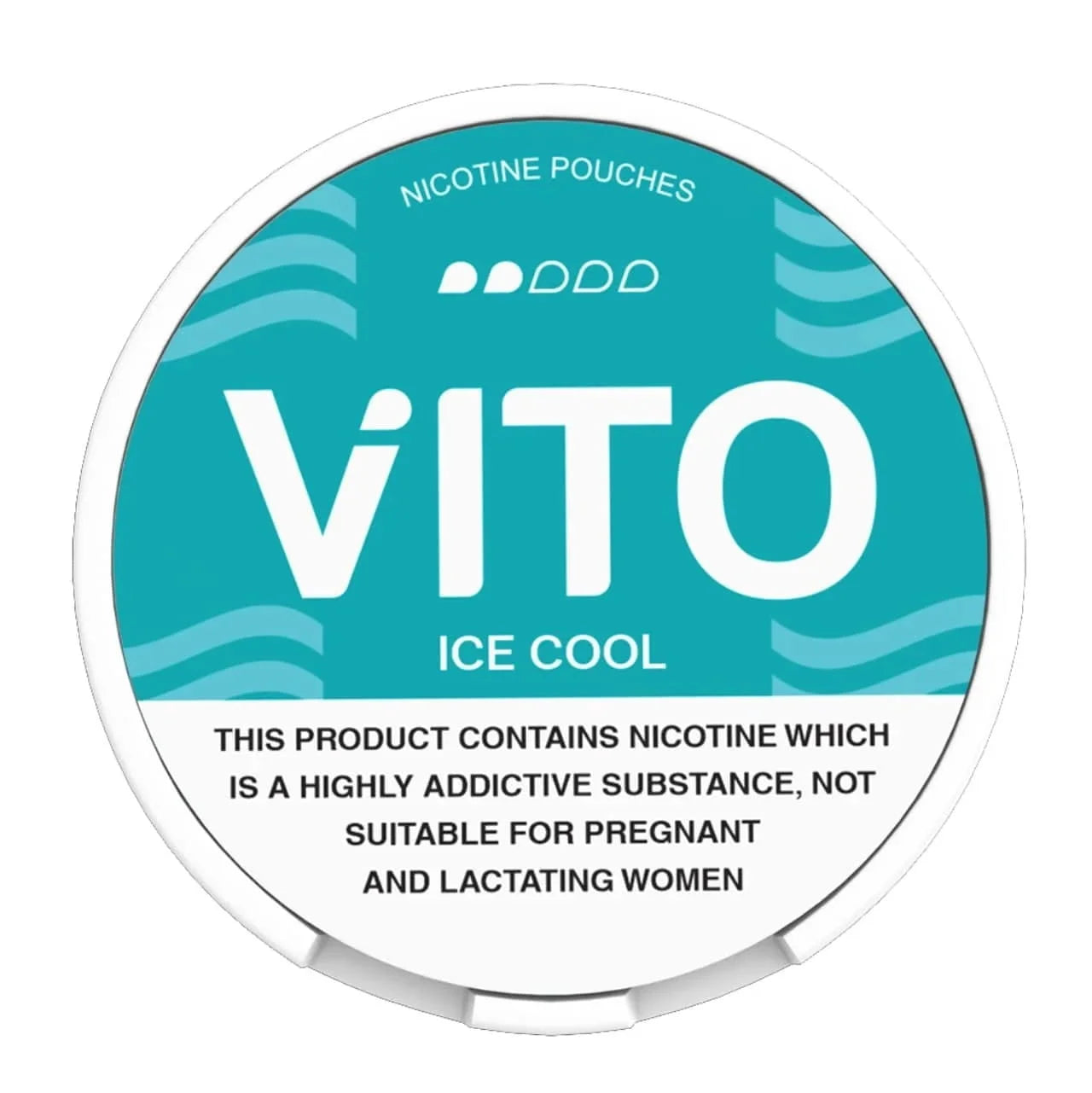 Vito Ice Cool 6mg nicotine pouch container with warning text on a white background